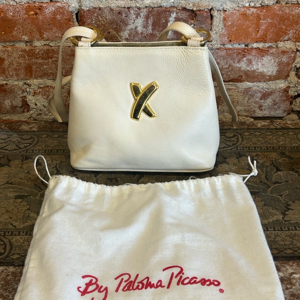 Paloma Picasso Ivory Shoulder Bag with Gold Accent
